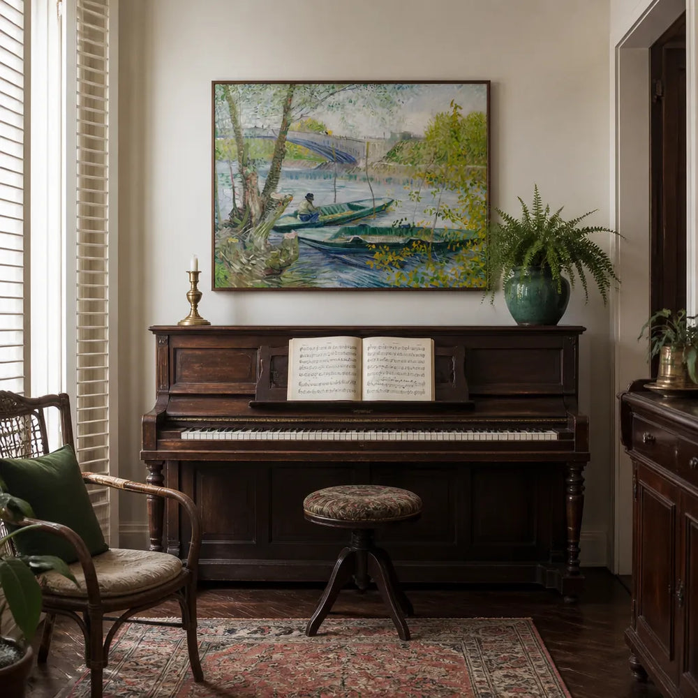 Room mockup featuring Fishing in Spring Van Gogh Art Print