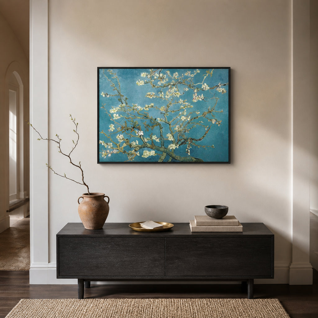 Room mockup featuring Almond Blossom by Vincent Van Gogh Vintage Art Print