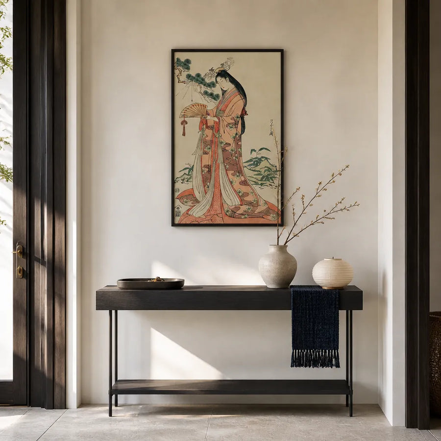 Sotoori Hime by Eishi Hosoda Japanese Art Print in a room setting