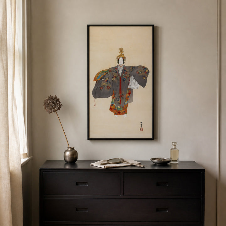 Room mockup featuring Traditional Japanese Woman Art Print