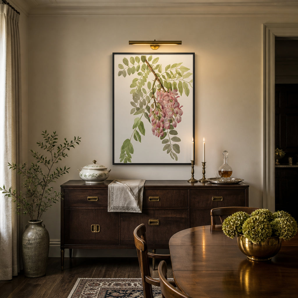 Room mockup featuring New Mexican Locust Flower by Mary Vaux Walcott Art Print