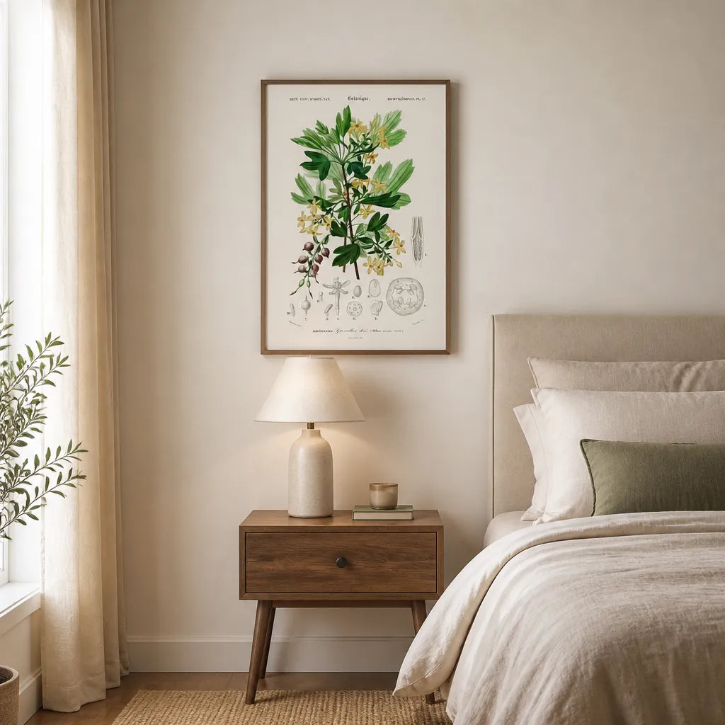 Room mockup featuring Ribes Aureum Botanical Art Print