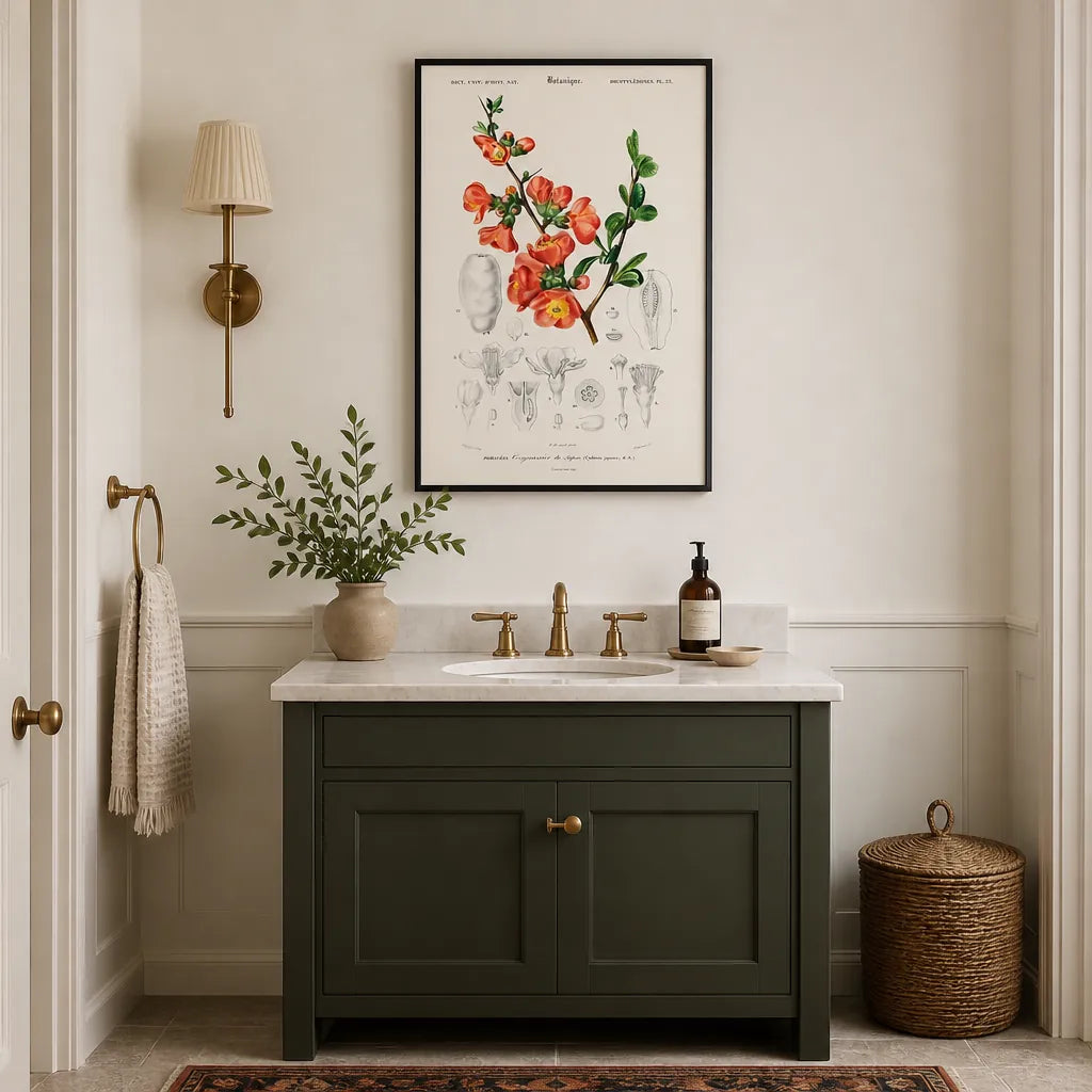 Room mockup featuring Maule's Quince Vintage Botanical Art Print