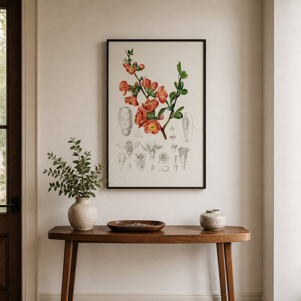 Room mockup featuring Maule's Quince Vintage Botanical Art Print