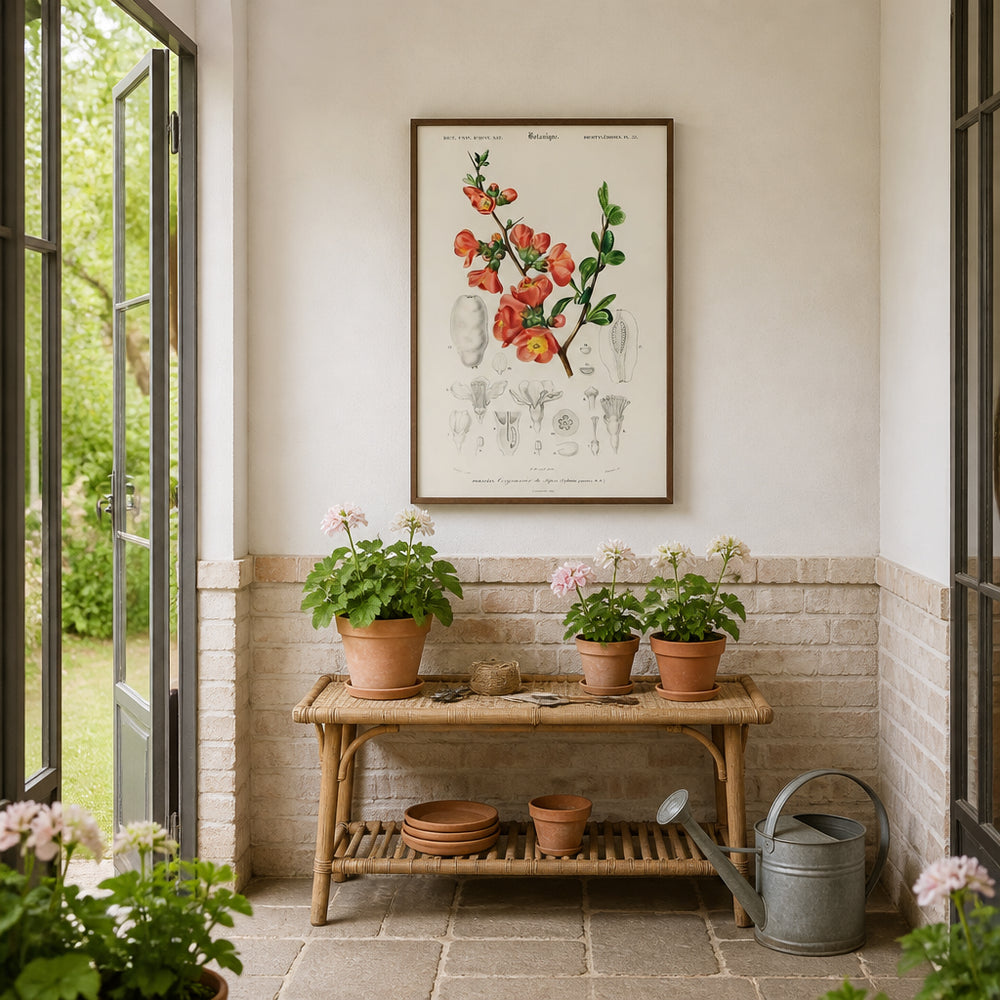 Room mockup featuring Maule's Quince Vintage Botanical Art Print