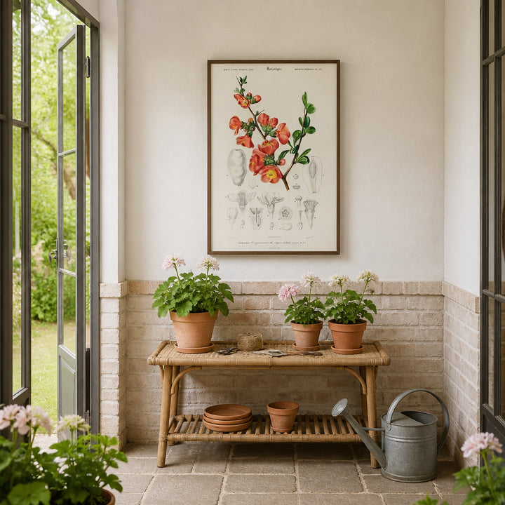 Room mockup featuring Maule's Quince Vintage Botanical Art Print