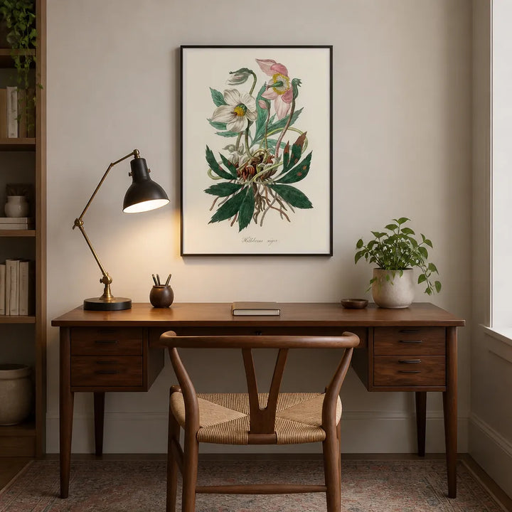 Room mockup featuring Christmas Rose Vintage Botanical Art Print