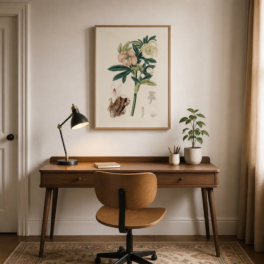Room mockup featuring Hellebore Vintage Botanical Art Print