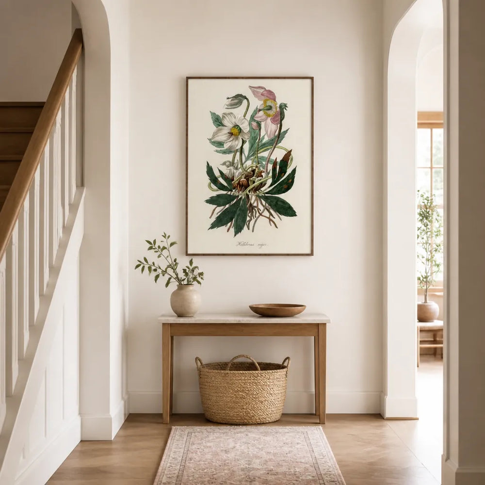 Room mockup featuring Pair of Pastel Pinks Botanical Art Prints