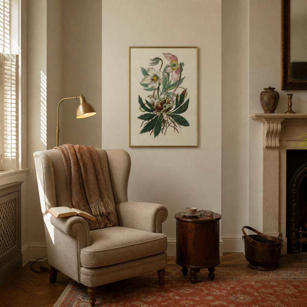 Room mockup featuring Pair of Pastel Pinks Botanical Art Prints