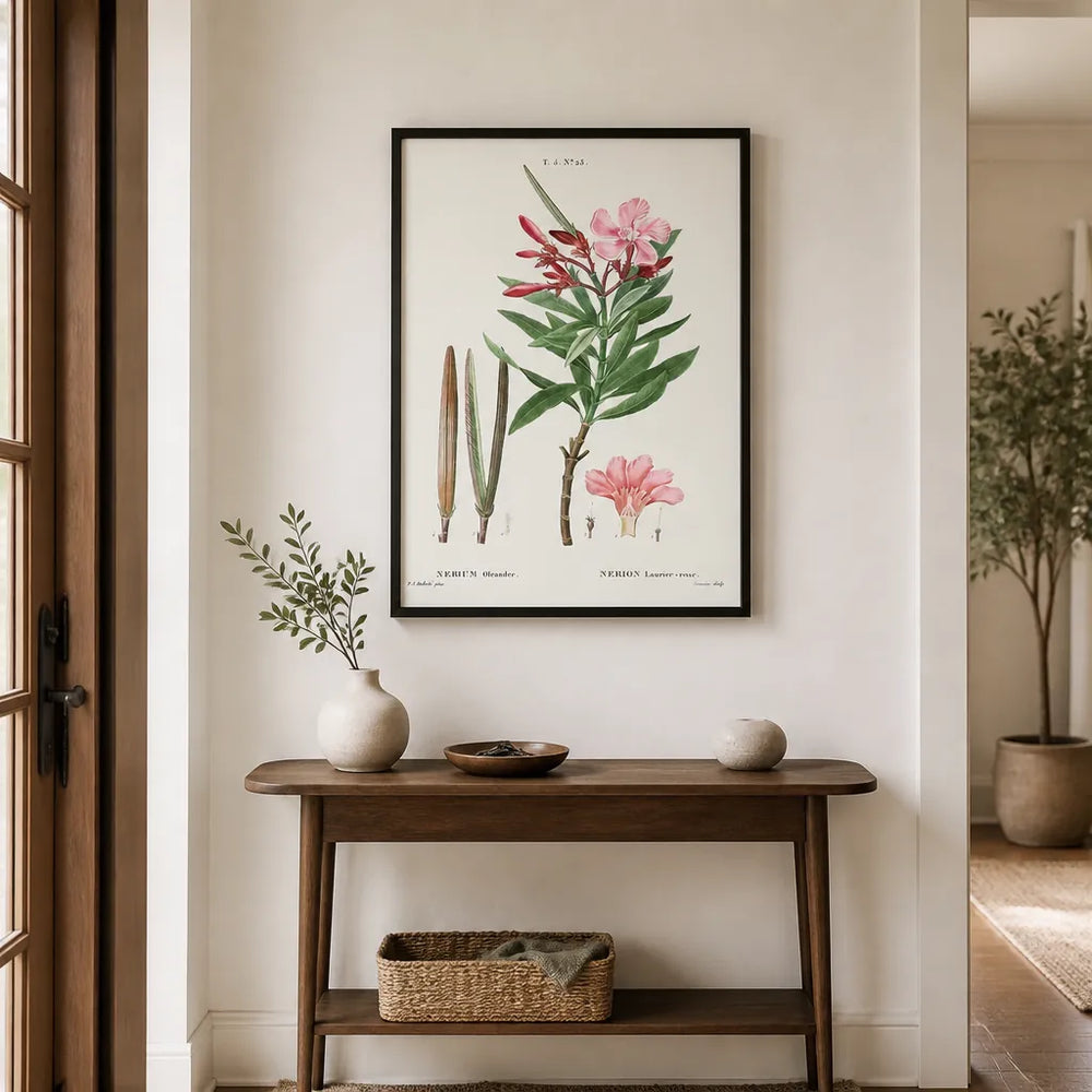Room mockup featuring Oleander Vintage Botanical Art Print
