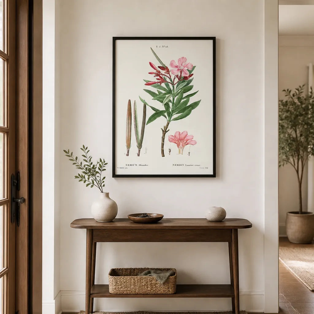 Room mockup featuring Oleander Vintage Botanical Art Print
