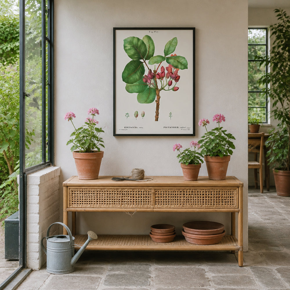 Room mockup featuring Pistachio Flower Vintage Botanical Art Print