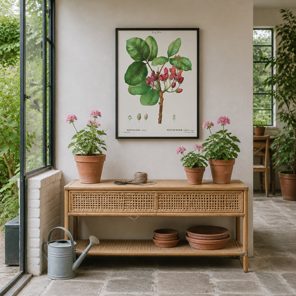 Room mockup featuring Pistachio Flower Vintage Botanical Art Print