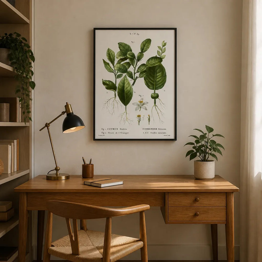 Room mockup featuring Kaffir Lime, Citrus Histrix & Orange Blossom Botanical Art Print