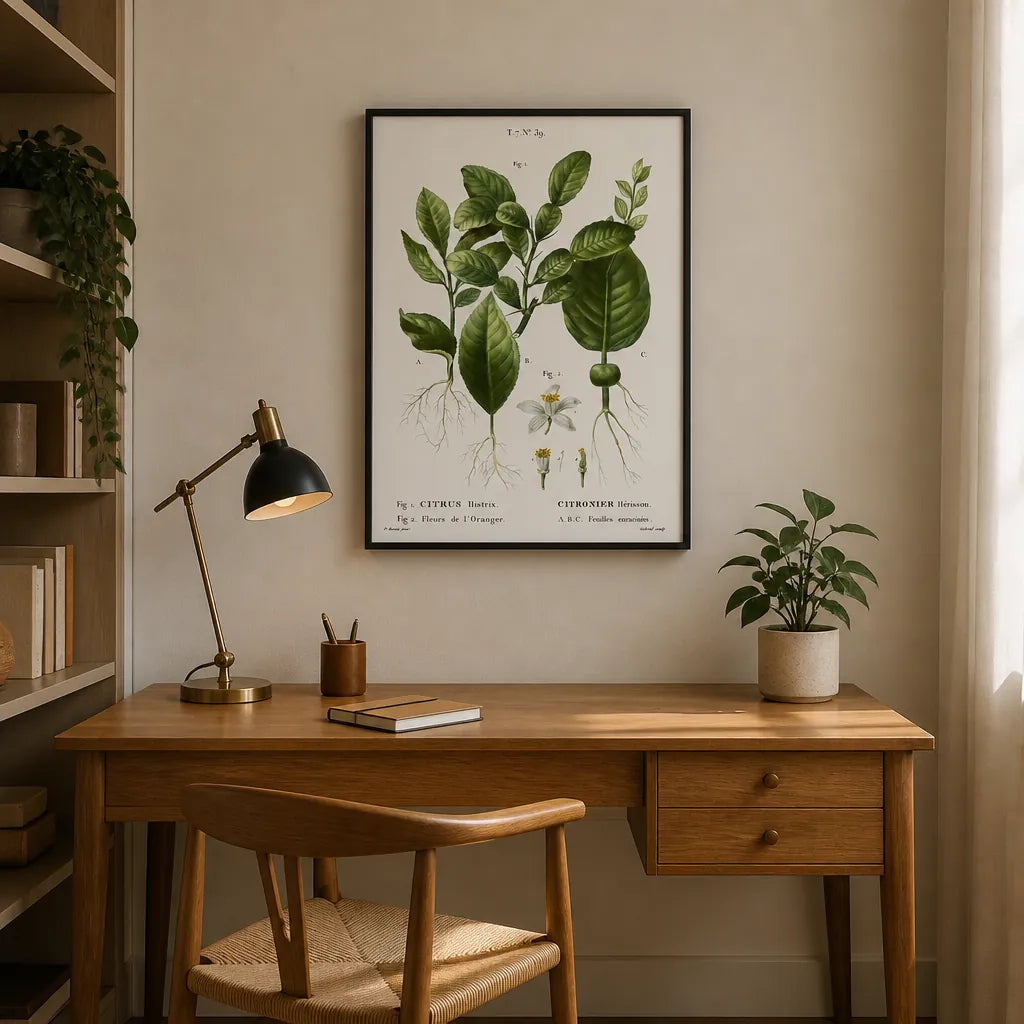 Room mockup featuring Kaffir Lime, Citrus Histrix & Orange Blossom Botanical Art Print