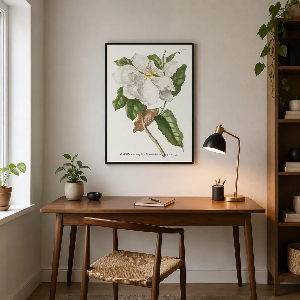 Room mockup featuring Magnolia Flower Vintage Botanical Art Print
