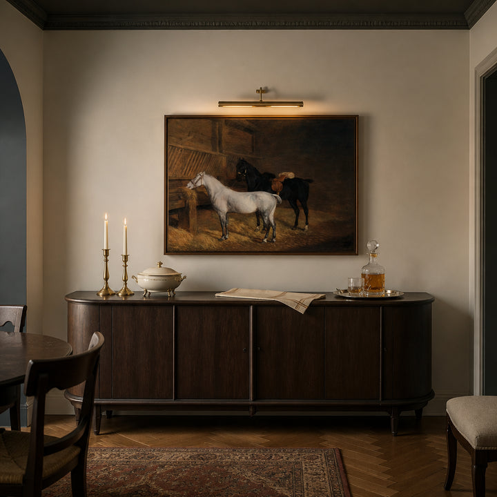 Room mockup featuring A Grey Pony & Black Charger by Jacques-Laurent Agasse