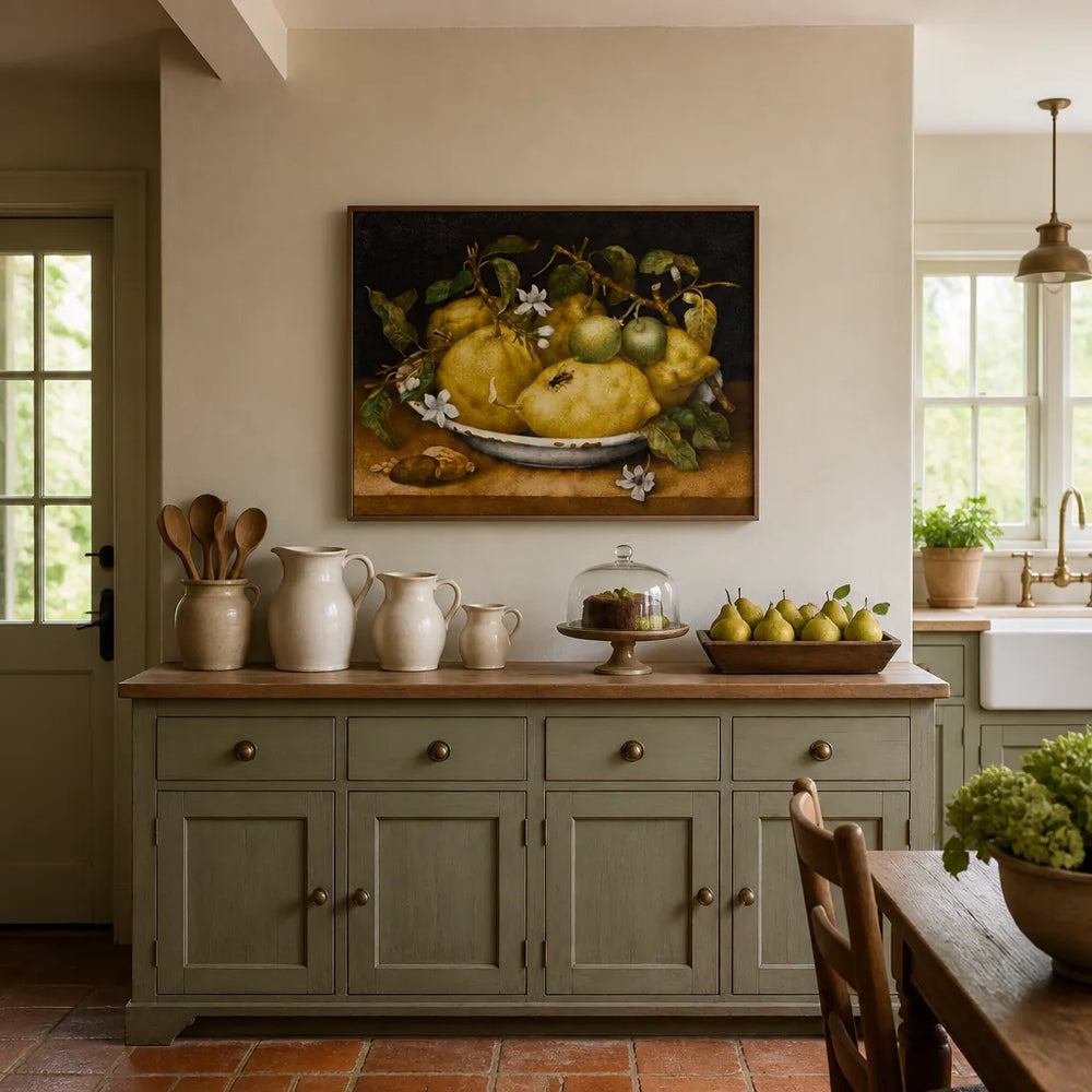 Room mockup featuring Bowl of Lemons Still Life Art Print