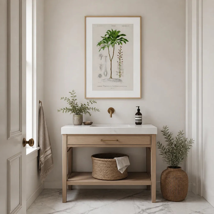 Room mockup featuring Ribes Aureum & Dracaena Brasiliensis Art Print Pair