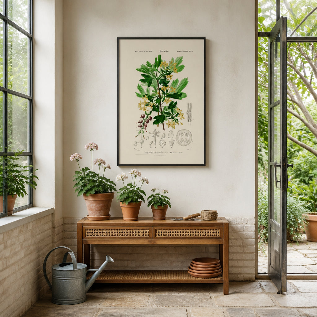Room mockup featuring Ribes Aureum & Dracaena Brasiliensis Art Print Pair