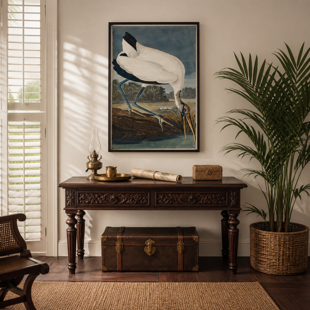 Room mockup featuring Wood Ibiss by John James Audubon Art Print