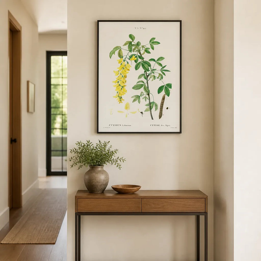 Room mockup featuring Common Laburnum Vintage Flower Art Print