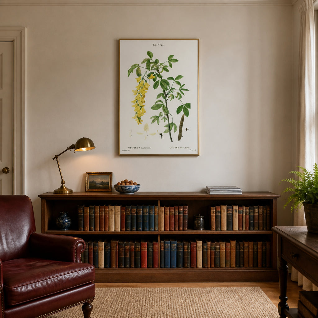 Room mockup featuring Pair of Yellow Botanical Art Prints 2
