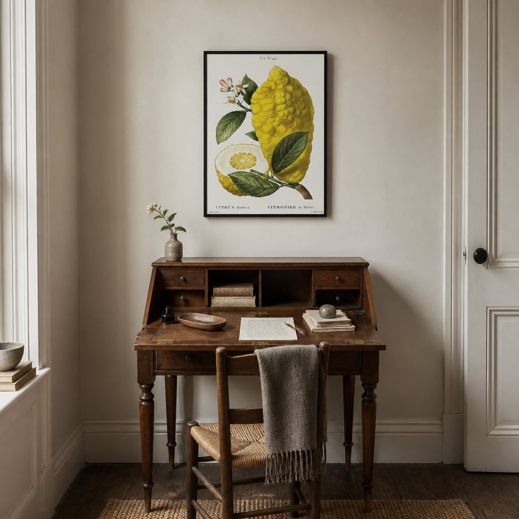 Room mockup featuring Citron Vintage Fruit Art Print