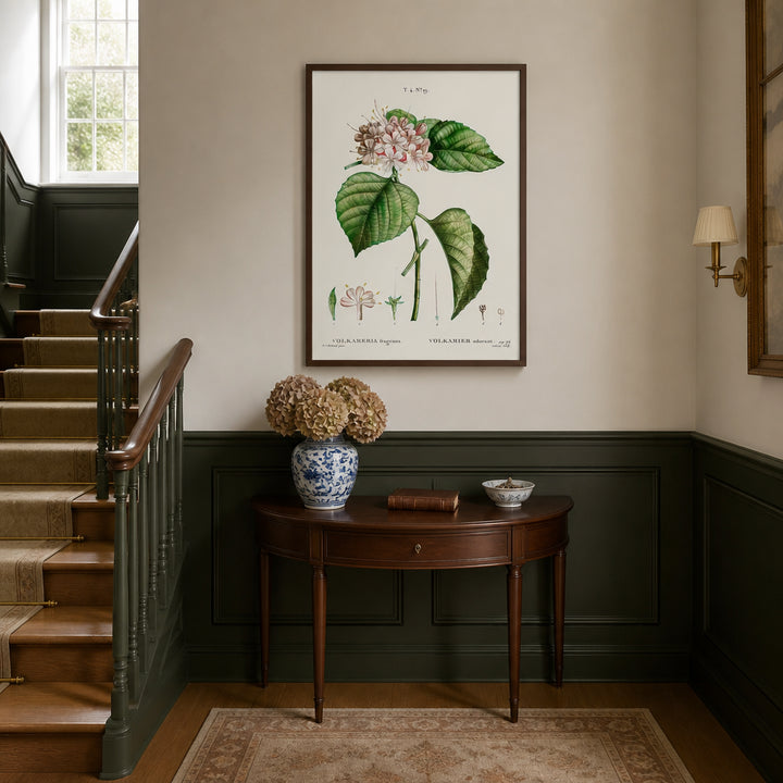 Room mockup featuring Chinese Glory Bower Botanical Flower Art Print