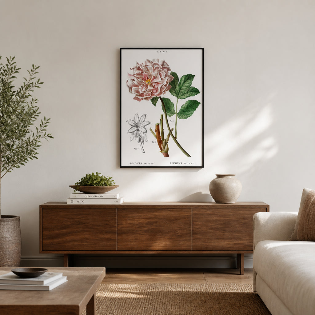 Room mockup featuring Pair of Pastel Pink Botanical Art Prints 2