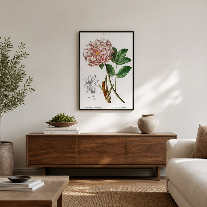 Room mockup featuring Pair of Pastel Pink Botanical Art Prints 2