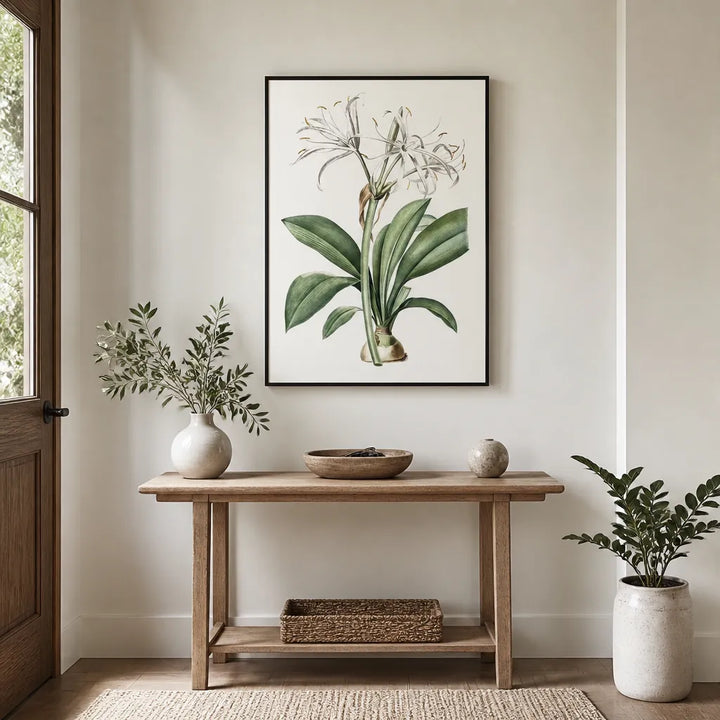 Room mockup featuring Spider Lily Vintage Botanical Art Print