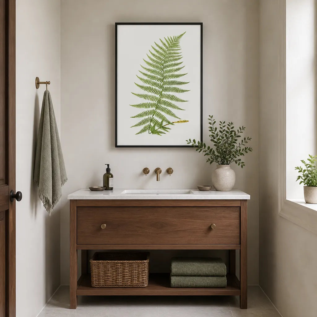 Room mockup featuring Lady Fern Botanical Art Print