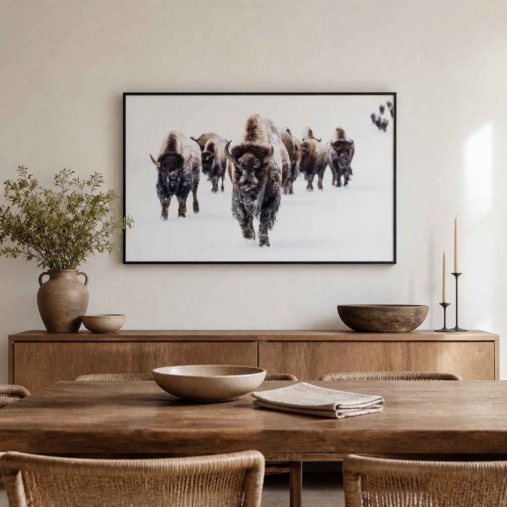 Room mockup featuring Group of Bison Wall Art Print