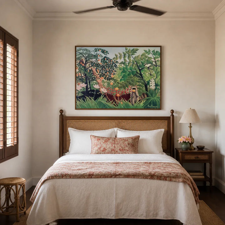 Room mockup featuring Exotic Landscape by Henri Rousseau Art Print