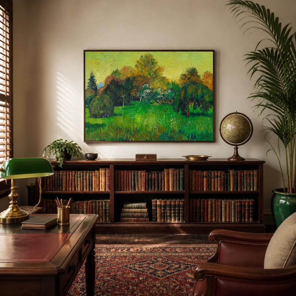 Room mockup featuring The Poet's Garden by Vincent Van Gogh