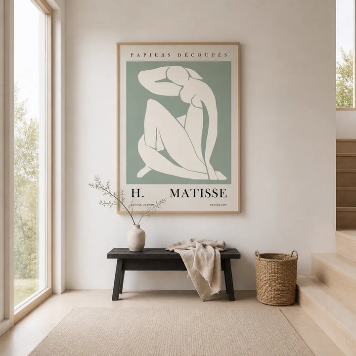 Room mockup featuring Sage Green Matisse Woman Mid-Century Modern Art Print 1