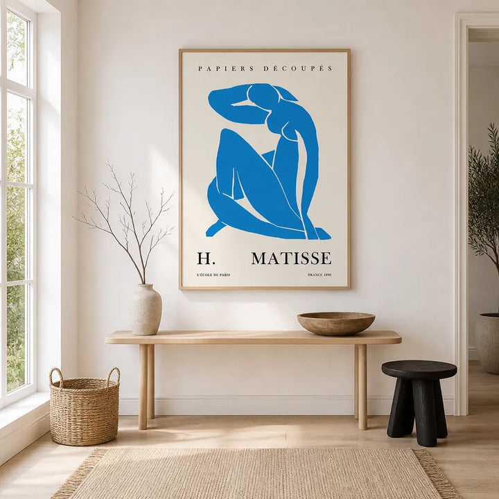 Room mockup featuring Blue Matisse Mid-Century Modern Art Print