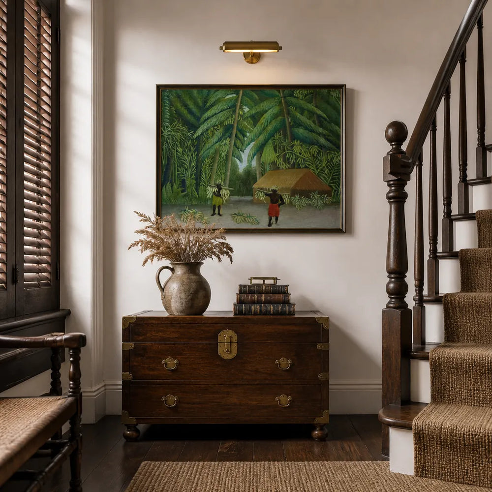 Room mockup featuring Banana Harvest by Henri Rousseau Vintage Art Print
