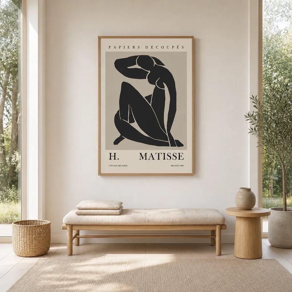 Room mockup featuring Mid-Century Modern Matisse Woman Black Art Print