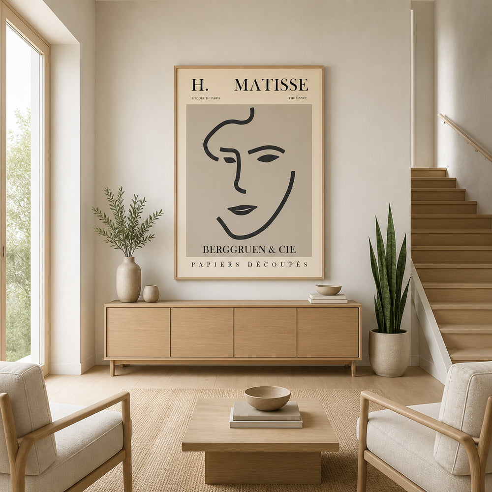 Room mockup featuring Mid-Century Modern Matisse Abstract Portrait Art Print