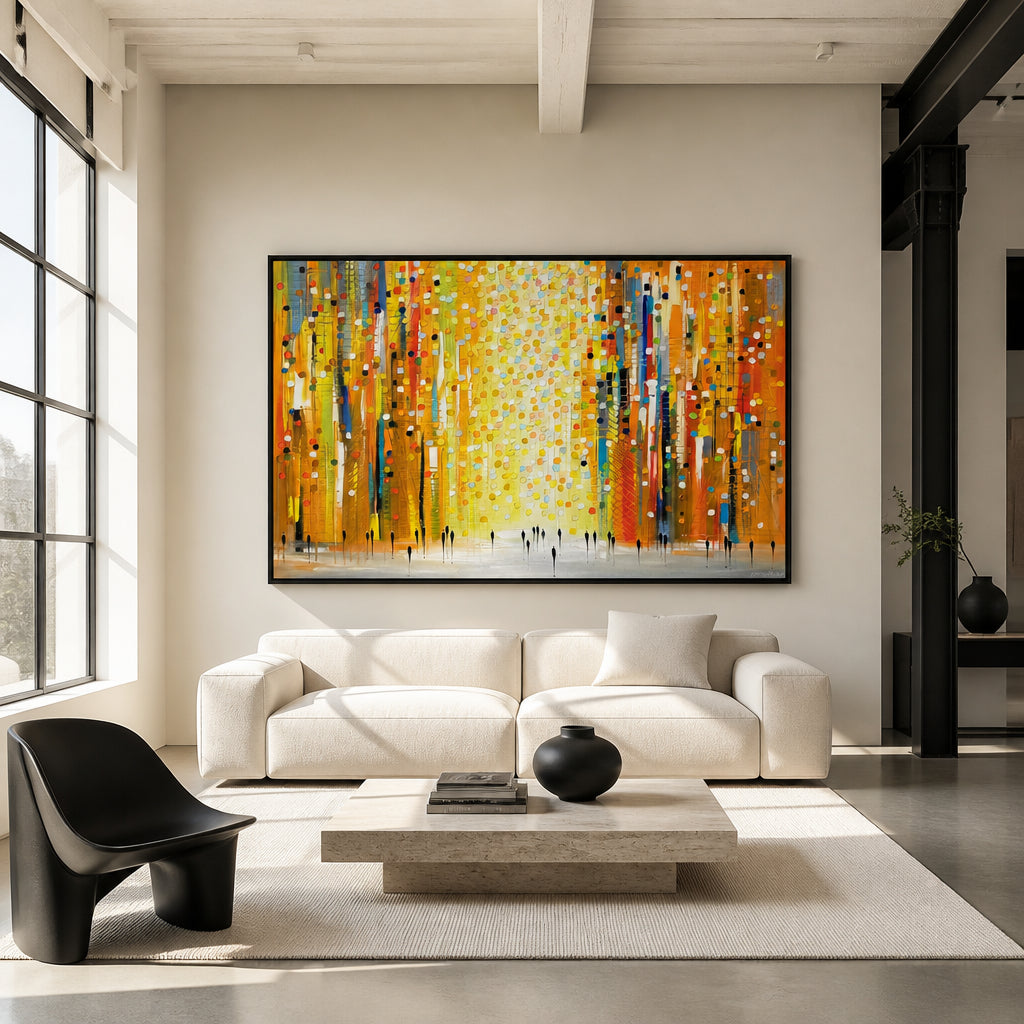 Room mockup featuring City Lights Abstract Art Print