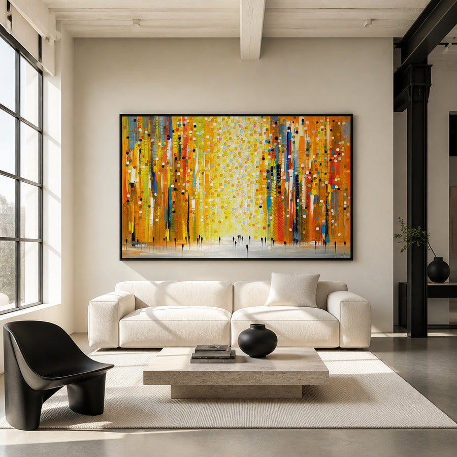 City Lights Abstract Art Print in a room setting