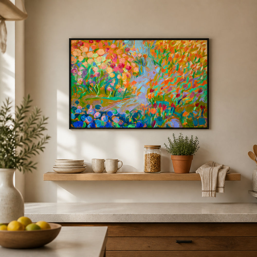 Room mockup featuring Enchanting Forest Abstract Wall Art Print