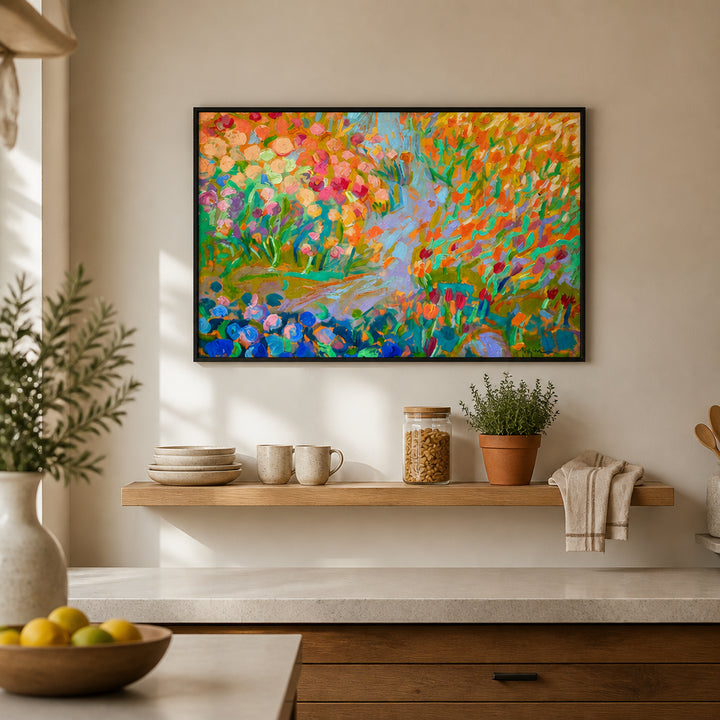 Room mockup featuring Enchanting Forest Abstract Wall Art Print