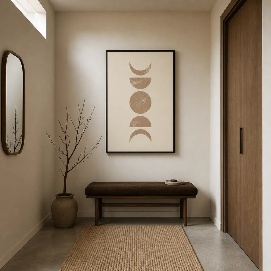 Boho Geometric Mid-Century Modern Art Print 3 in a room setting