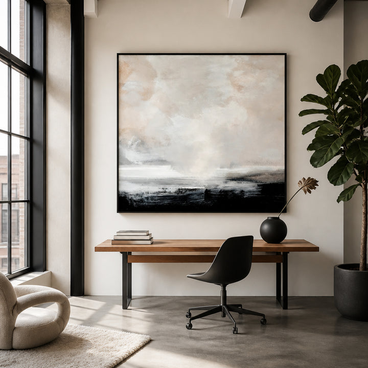 Room mockup featuring Clouds in Neutral Abstract Art Print