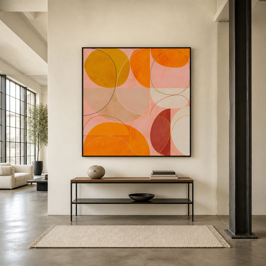 Shapes at Play Abstract Art Print 2 in a room setting