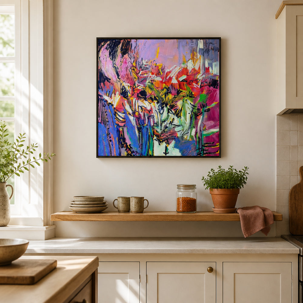 Room mockup featuring A Season to Bloom Abstract Art Print